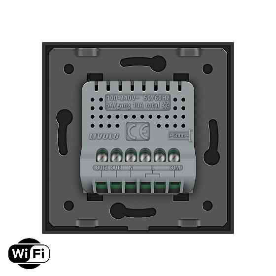 LIVOLO Розумний сенсорний Wi-Fi прохідний/перехресний вимикач 2 сенсора LIVOLO чорний матове ск Коломыя