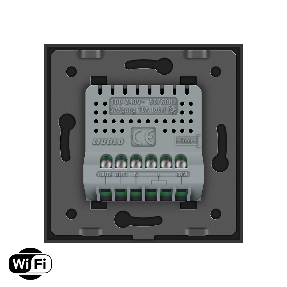 LIVOLO Розумний сенсорний Wi-Fi прохідний/перехресний вимикач 2 сенсора LIVOLO чорний матове ск Коломыя - изображение 3