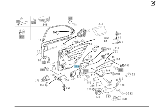 Mercedes-Benz  A2207309089 7211 Накладка блоку кнопок регулювання заднього сидіння на карті задніх правих дверей колір антрацит S-class short W220 Одесса