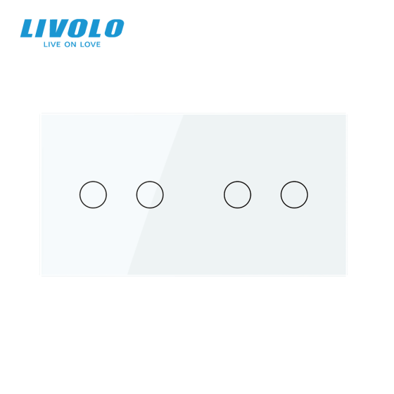 LIVOLO Сенсорний прохідний/перехресний вимикач 4 сенсора (2-2) LIVOLO білий матове скло Коломия