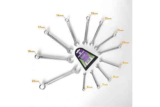 Набір ключів комбінованих 12 предметів (6-14,17,19,22 мм), у пластиковому тримачі POMOGIER POM-5123 Одеса