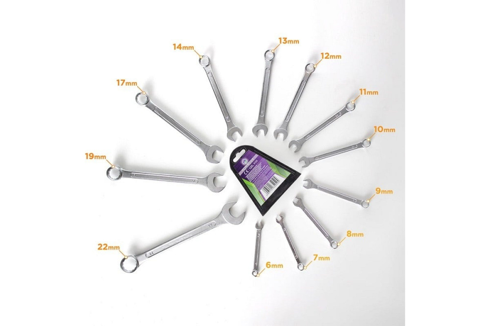 Набір ключів комбінованих 12 предметів (6-14,17,19,22 мм), у пластиковому тримачі POMOGIER POM-5123 Одеса - фото 2