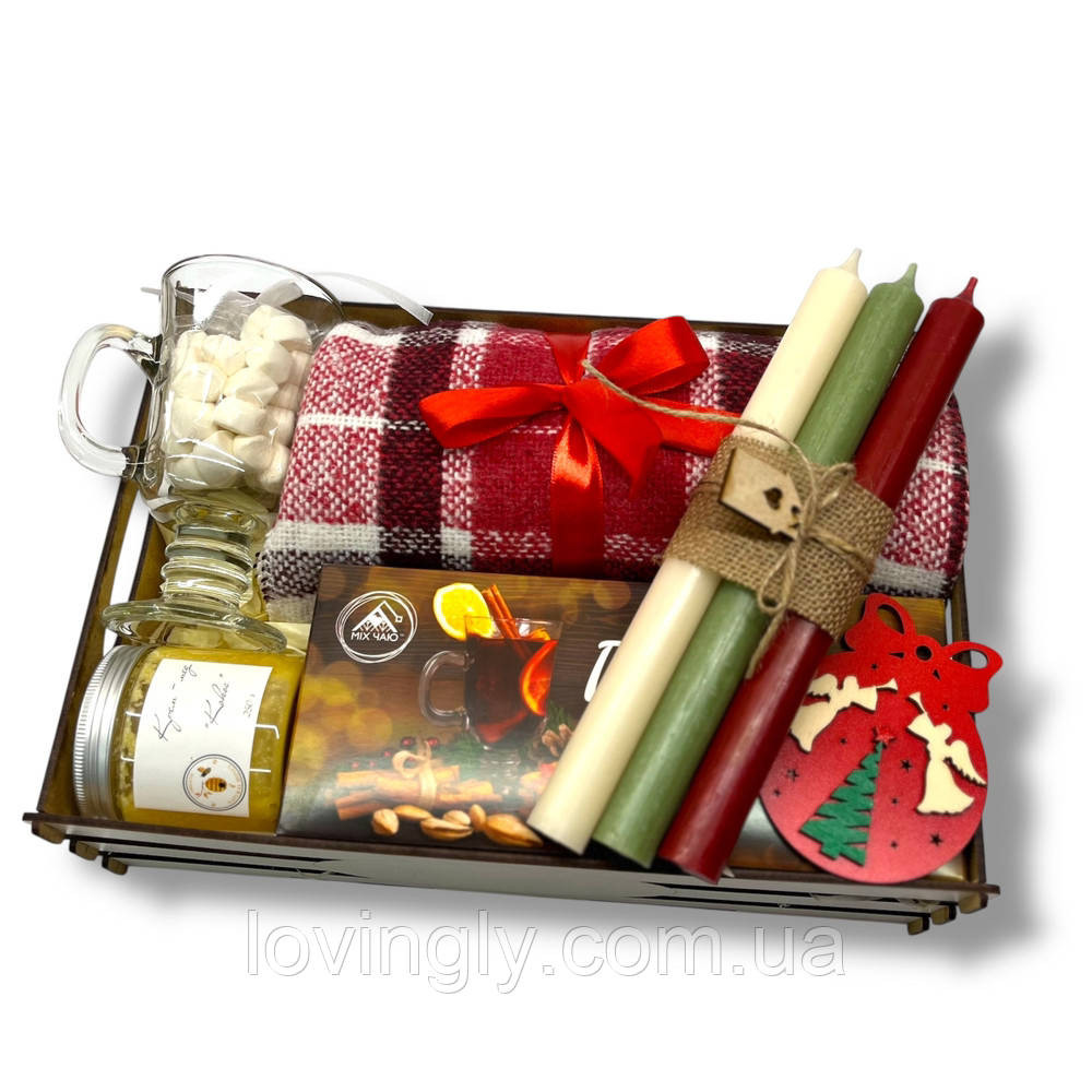 Новогодний подарочный набор - плед, чашка, глинтвейн, свечи и сладости. Ирпень - изображение 2