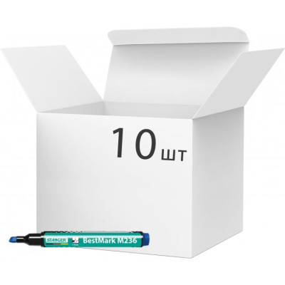 Маркер Stanger водостойкий, 1-4 мм, клин. наконечник синий 10 шт (MARKER-PER-STM236BL1) Винница - изображение 1