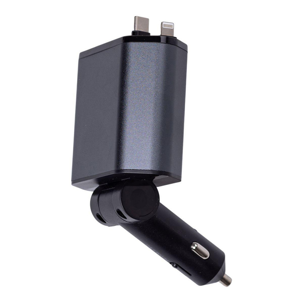 Зарядний пристрій для авто з висувними кабелями USB Київ - фото 2