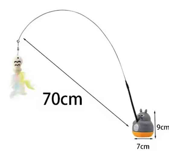 Интерактивная игрушка котик на палочке рыбка с колокольчиком 70 см разноцветный Киев