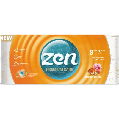 Туалетная бумага Zen Premium Care Almond Touch 3 слоя 8 рулонов (5944582100053) Винница - изображение 1