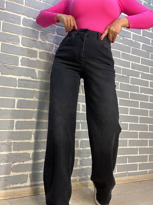 Джинси жіночі Its Basic 2506 палаццо виточки на стегнах стрейчеві чорні, чорний, 36, 36, 73 см, 108 см Київ - фото 1