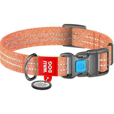 Ошейник для животных WAUDOG Re-cotton с QR паспортом светоотражающий Ш 20 мм Д 28-40 см оранжевый (02884) Винница
