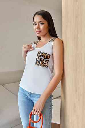 Жіноча майка з принтом Jessa 50-52, Белый Киев