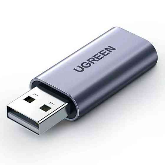 Зовнішня звукова карта USB 2.0 to 3.5m Аудіоптер TRS стерео OMTP/CTIA UGREN CM383 (Сіра) Миколаїв