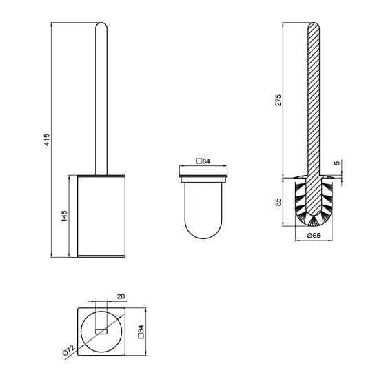 Ершик для унитаза напольный Qtap Liberty BLM 1157-2 квадртная колба, черный Киев