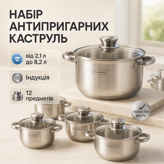 Набор кастрюль высшего качества, Набор кастрюль для дома с антипригарным покрытием QS-51 Львов