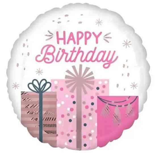 Фольговані куля happy birthday з подарунками 18" 45см Київ