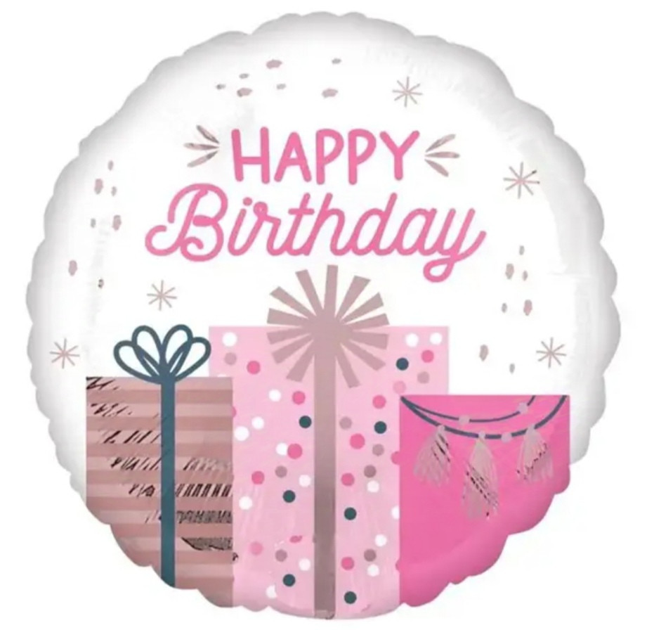 Фольгированный шар happy birthday с подарками 18