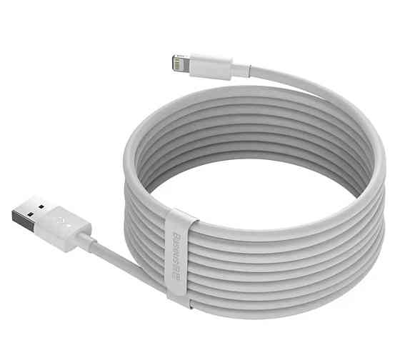 Кабель Baseus Simple Wisdom Data Cable Kit USB to iP 2.4A (2PCS/Set) 1.5m White Киев