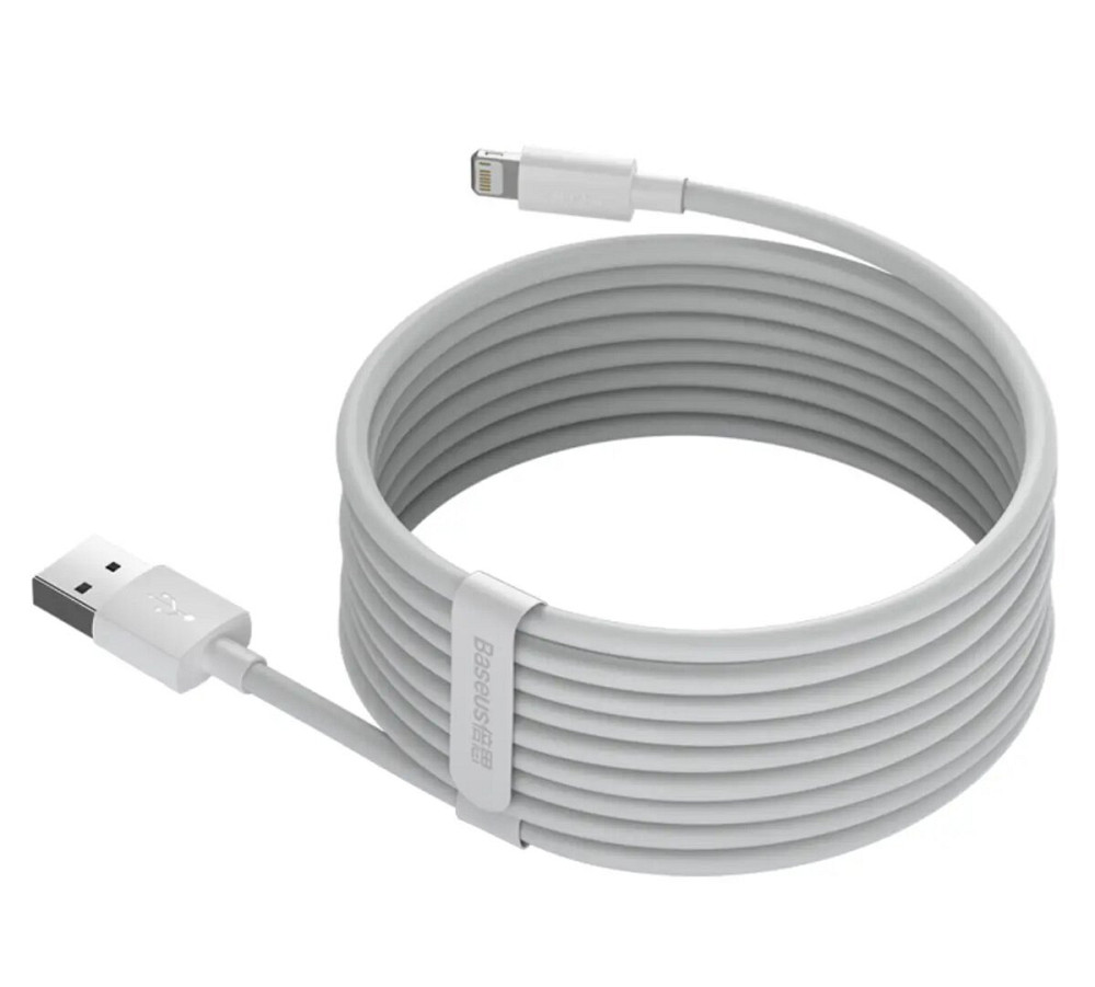 Кабель Baseus Simple Wisdom Data Cable Kit USB to iP 2.4A (2PCS/Set) 1.5m White Київ - фото 2