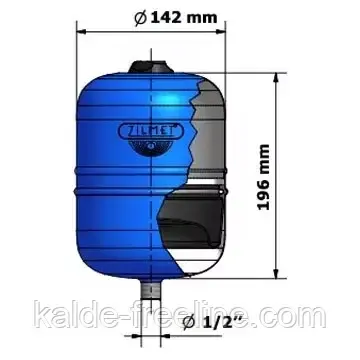 Гидроаккумуляторный бак ZILMET HYDRO-PRO для систем водоснабжения HP 2 л 1/2"G, Ø128, H=187 мм. 10 bar Харків - фото 2