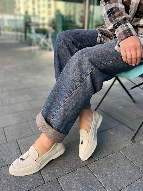 Mermaid Стильні жіночі лофери з натуральної замші світло-бежеві весна-осінь (6048) р. 36-41 / З Коломия - фото 3