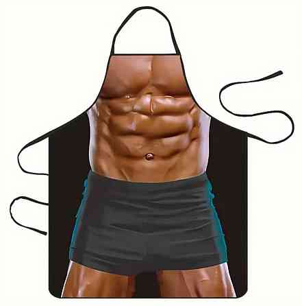 Фартух з приколом чоловічий кухонний з торсом і пресом для гриля та мангалу Київ