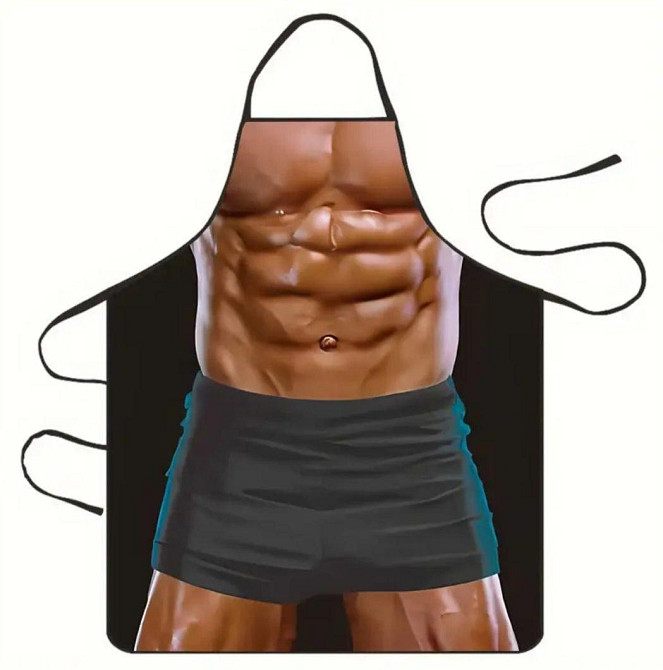 Фартух з приколом чоловічий кухонний з торсом і пресом для гриля та мангалу Київ - фото 6