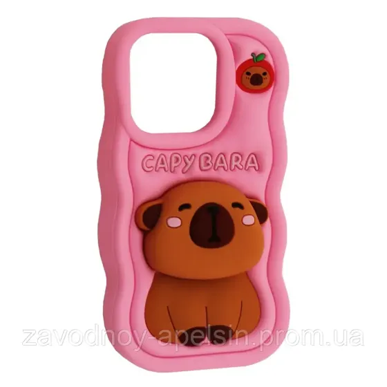 IPhone 13 Объемный чехол подставка CAPYBARA (розовый) Одесса