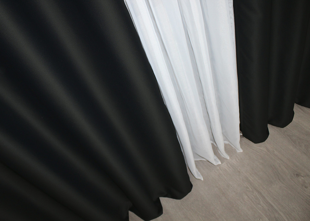 Комплект штор на люверсах VR-Textil Midnight № 1165ш 150х270 см 2 шт черный (37-0117) Киев - изображение 7