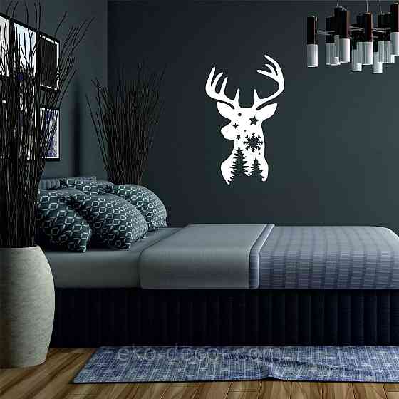 Декоративное настенное Панно «Олень», Декор на стену 90*54 см, Белый Киев