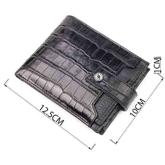 Стильний чоловічий гаманець із фактурної шкіри під рептилію KARYA 21065 Чорний Київ