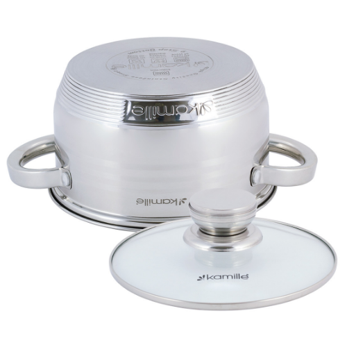 Каструля нержавіюча сталь 2л з кришкою порожнисті ручки 4911 KAMILLE Житомир - изображение 4