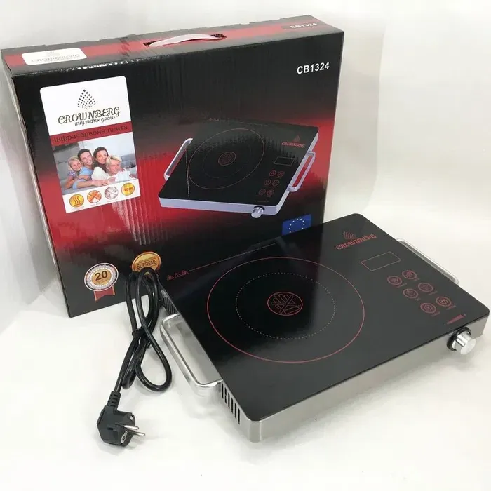 Інфрачервона плита Crownberg CB-1324, 1 конфорка, сенсорне керування, таймер, склокераміка, 2000 Вт Одеса - фото 1