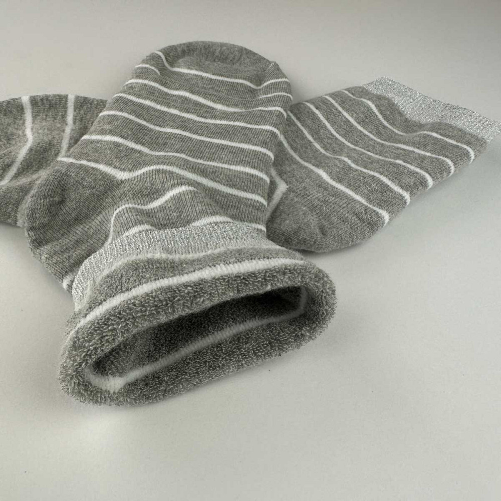 Теплые носки женские классические в полоску с серебром GM Textile Высокие 36-41 Светло-Серый Сумы - изображение 3