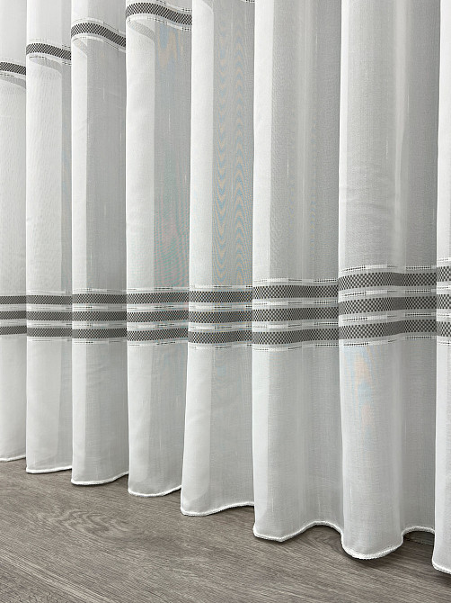 Тюль VR-Textil 2081т Мережка Льон Молочний з сірим 400х270 см (42-1294) Київ - фото 8