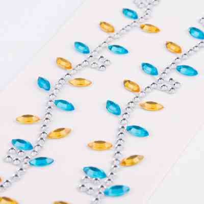 Набір для творчості Santi Листя синьо-жовті, аплікація зі страз самоклеючих, 4х16 см (743034) Вінниця