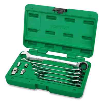 Ключ Toptul комбинированный с трещоткой 10шт. 8-19мм + переходники (GAAI1004) Винница