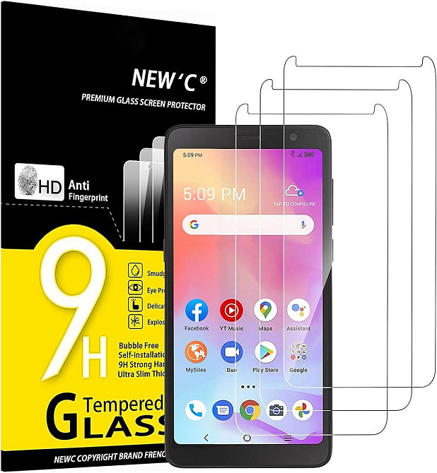 Защитное стекло NEW'C p3-TCL-A3 прозрачное 3шт закаленное 0,33 мм 9H без пузырей антибликовое Киев - изображение 1