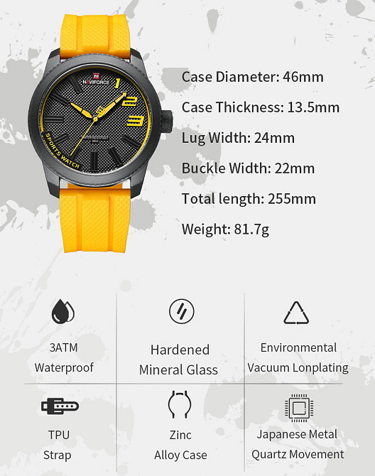 Годинник чоловічий наручний Naviforce Kvantum Black Steel (2 ремінці) Київ - фото 15