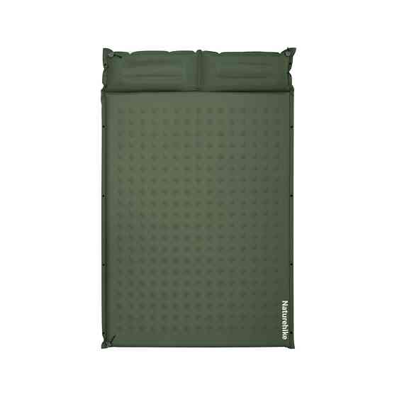 Матрас туристический с подушкой, самонадувающийся двухместный Naturehike CNK2550WS025, влагостойкий, 200 х 130 х 6 см, зеленый Киев