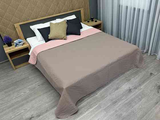 Покрывало двустороннее Decorator Microfiber листья 180х215 см какао с розовым (85-092) Киев
