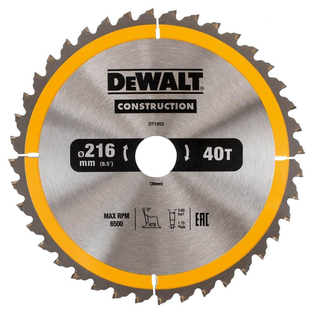 Диск пильный 216 х 30 (40Т) DeWALT DT1953 Киев - изображение 1