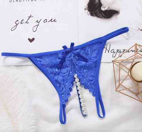 Трусики с жемчугом эротические 42-44 синий Киев