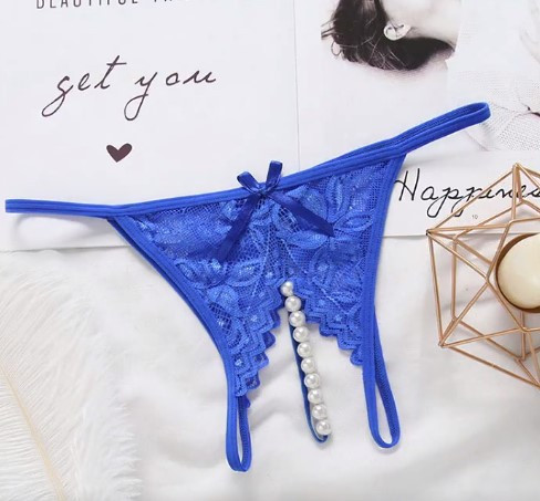 Трусики с жемчугом эротические 42-44 синий Киев - изображение 1