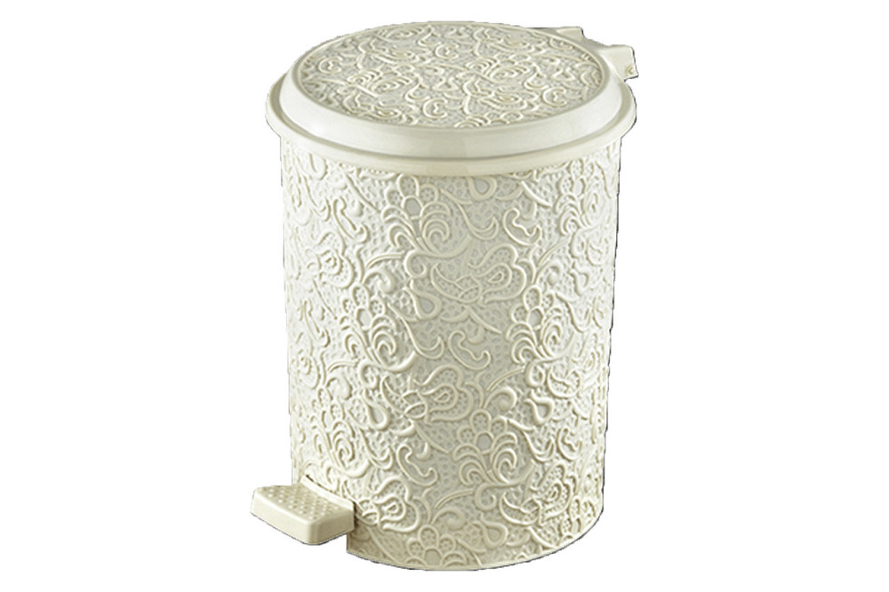 Ведро мусорное с педалью 17 литров ажурное бежевое Elif (Элиф), №4 Одесса - изображение 1