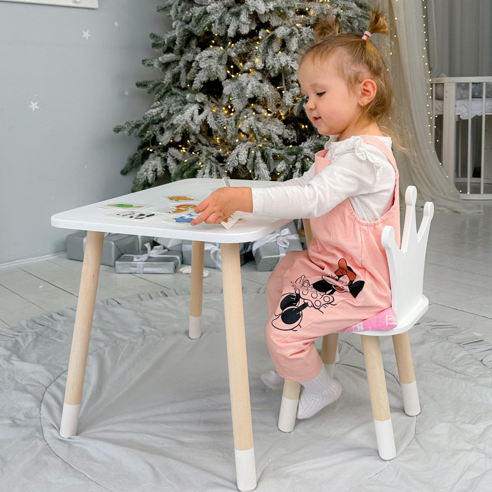Детский столик и стульчик белый. Столик с ящиком для карандашей и разукрашек Стол и стуль детский белая корона Киев - изображение 7