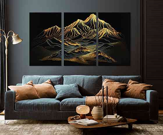 Модульна картина у вітальню/ спальню   Золоті гори      ART-162_3A Київ