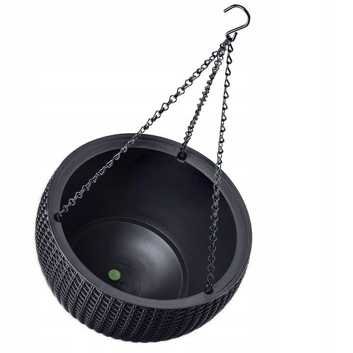 Горшок для растений Keter Rattan hanging sphere с цепками подвесной, антрацит, 8,6 л Киев - изображение 2