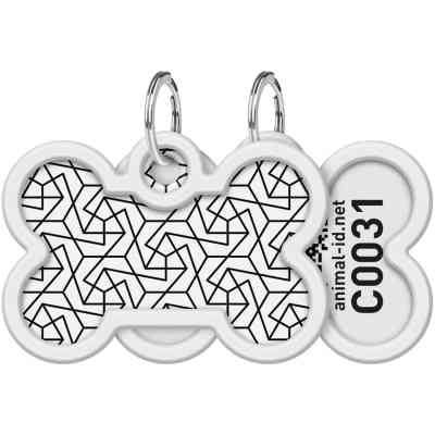 Адресник для тварин WAUDOG Smart ID з QR паспортом "Геометрія", кістка 40х28 мм (0640-0202) Вінниця