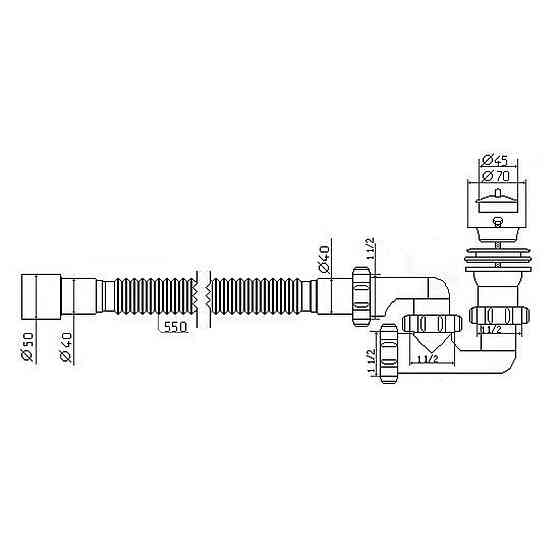 Сифон Waterstal А-82589 для душ. піддону регульов. 1 1/2″ 40/50 з гнучк. трубою (000013273) Київ