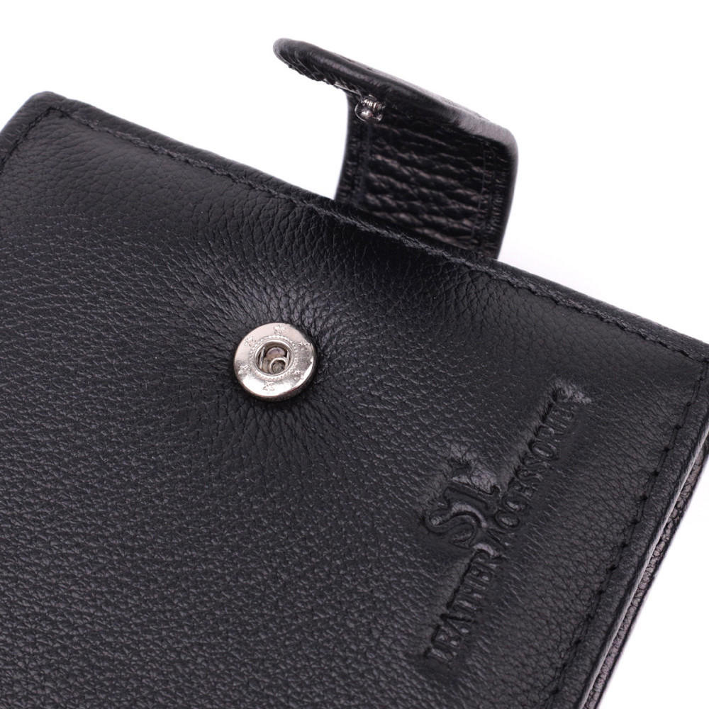Горизонтальний шкіряний гаманець середнього розміру чорний (ST Leather) Київ - фото 14