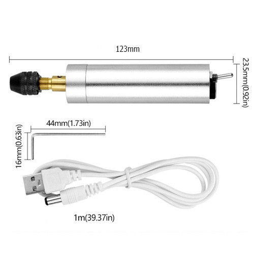 Мини-дрель электрическая USB 5.5В с цанговым патроном 0.3-4 мм для гравировки, ювелирных работ и творчества Киев - изображение 4